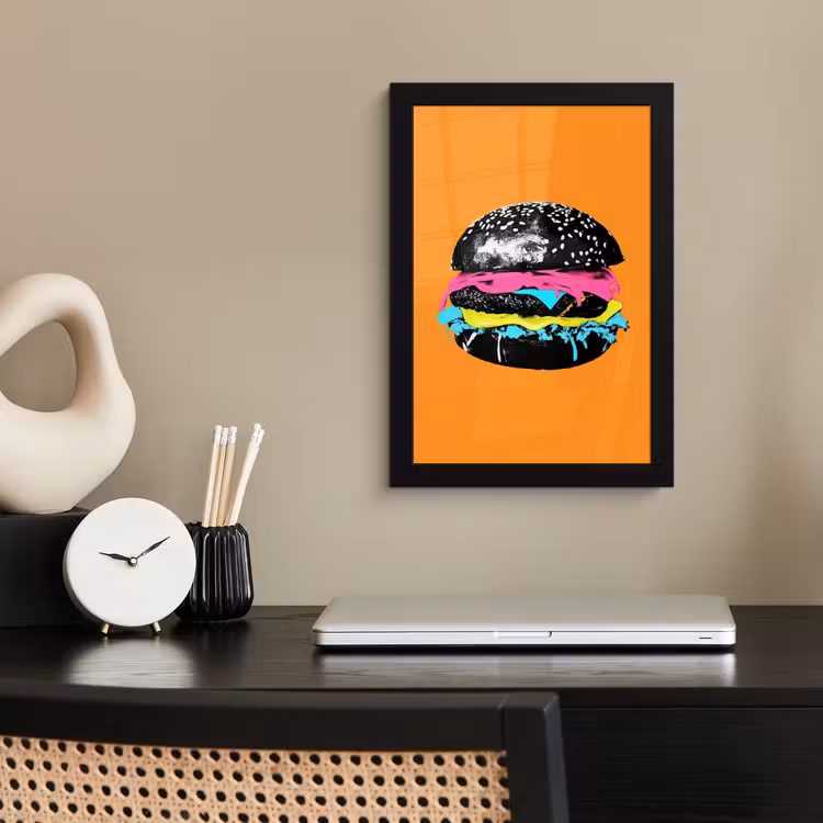 Bilder mit Rahmen - Hamburger - Orange - Neon - Pop-Art — 2