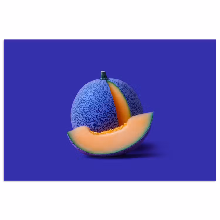 Poster - Melone - Blau - Orange - Kunstvoll — 1