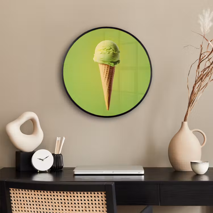 Poster im rahmen rund - Horn - Schaufel Eiscreme - Grün — 3