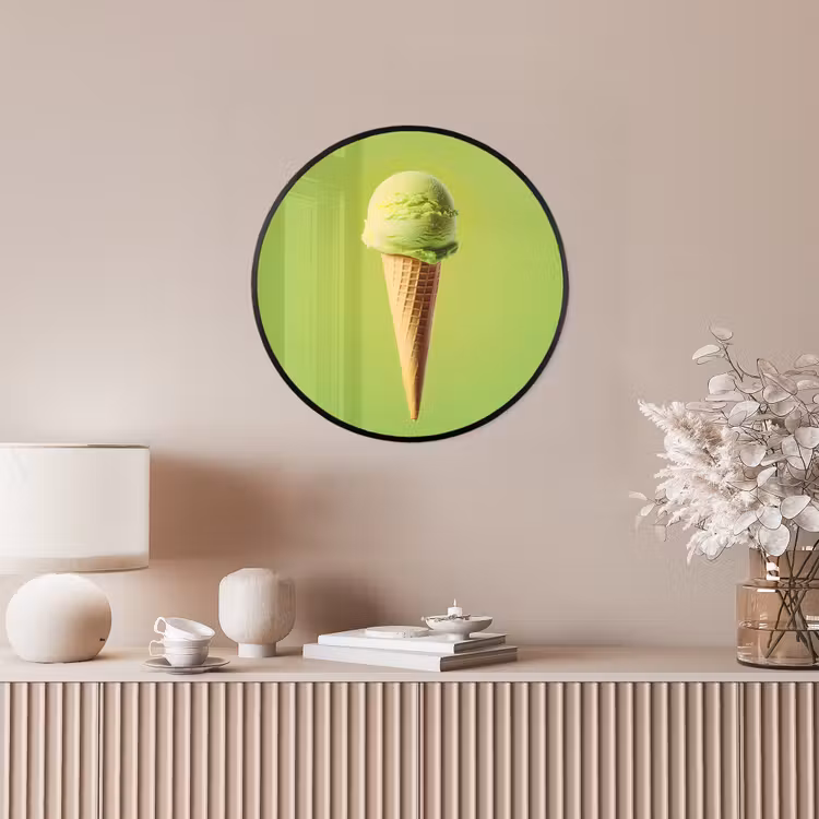 Poster im rahmen rund - Horn - Schaufel Eiscreme - Grün — 5