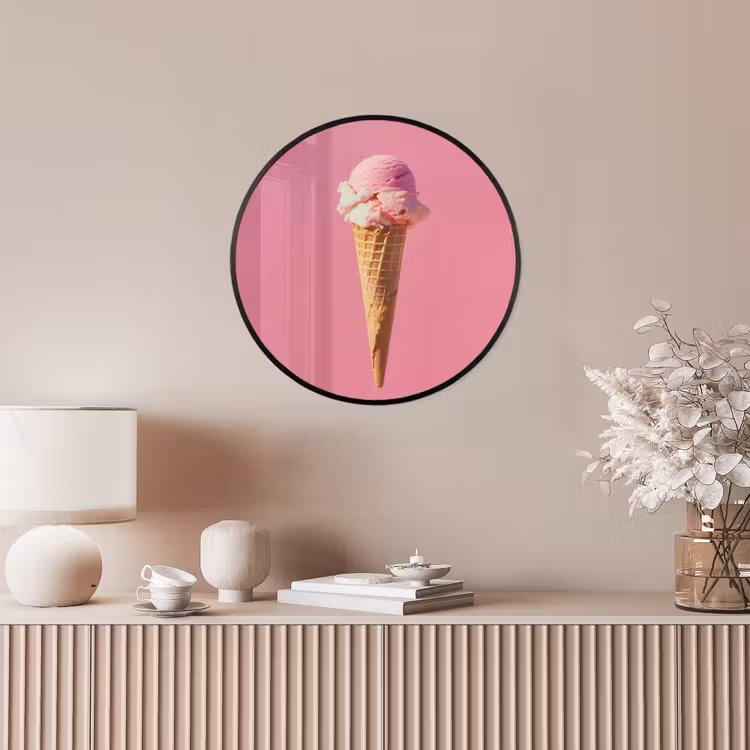 Poster im rahmen rund - Horn - Schaufel Eiscreme - Rosa — 5
