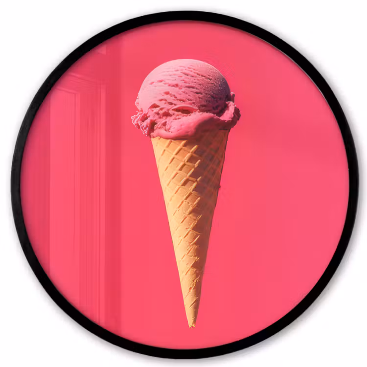 Poster im rahmen rund - Schaufel Eiscreme - Rosa - Horn — 1