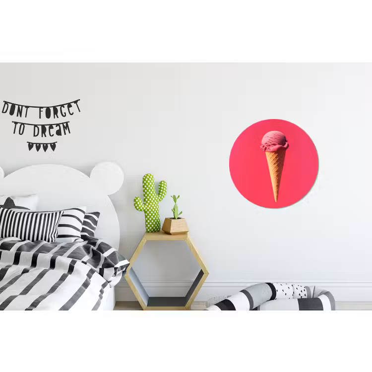 Alu-Dibond-Bild Rund - Schaufel Eiscreme - Rosa - Horn — 4