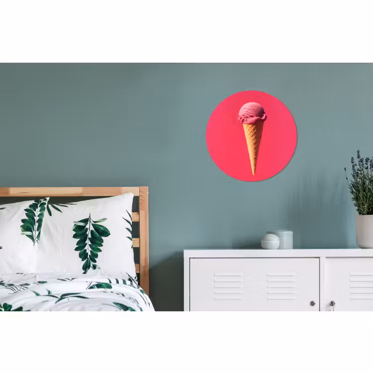 Alu-Dibond-Bild Rund - Schaufel Eiscreme - Rosa - Horn — 5