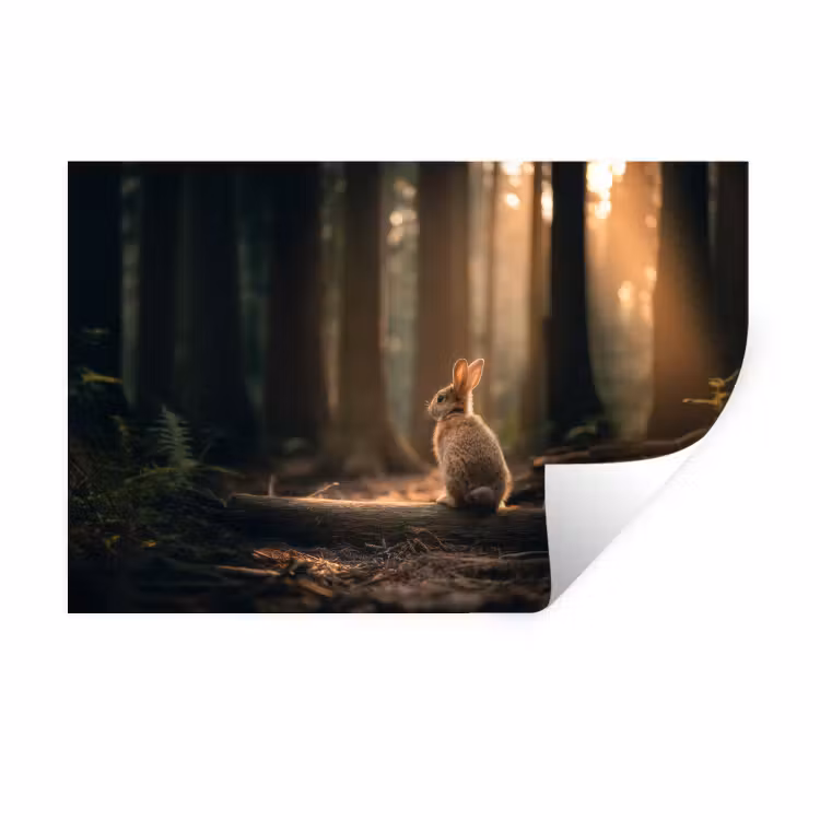Wandtattoo – Kaninchen - Wald - Sonnenstrahlen — 1