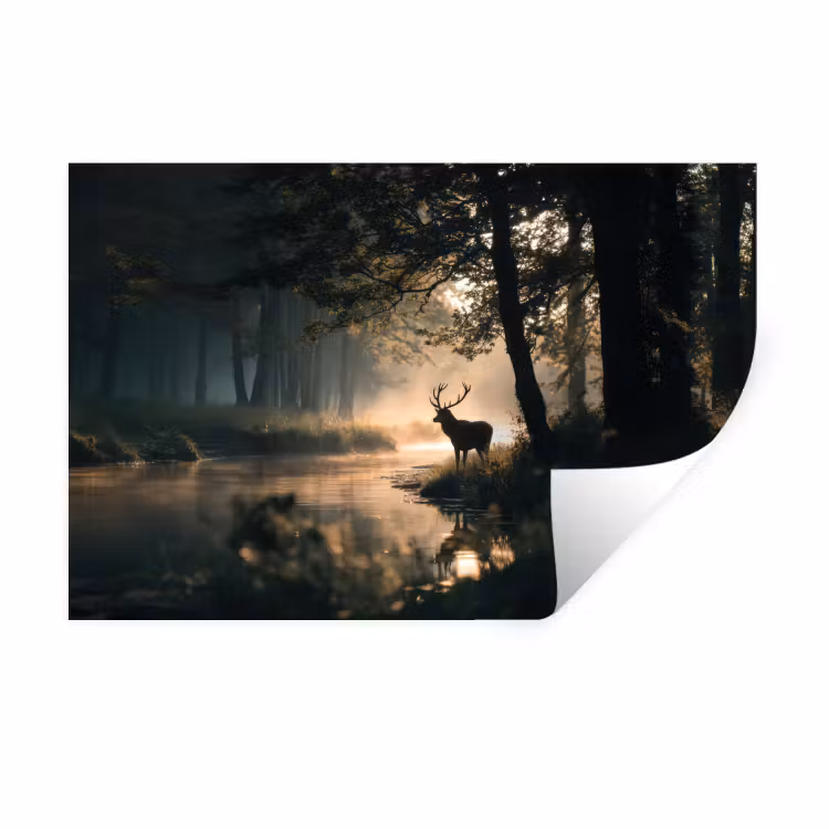 Wandtattoo – Hirsche - Waldbach - Mystisch — 1