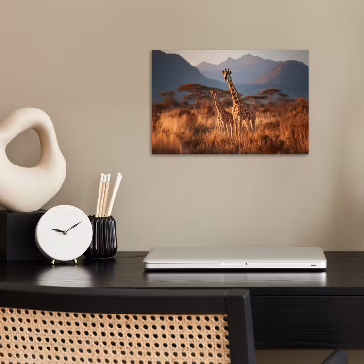 Poster - Giraffen - Hohes Gras - Akazienbäume — 2