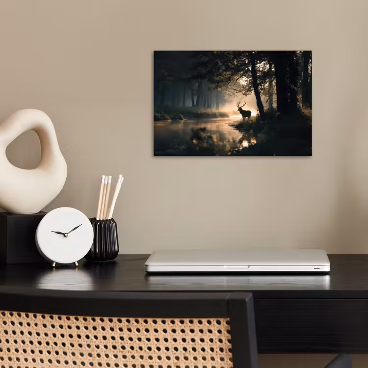 Poster - Hirsche - Waldbach - Mystisch — 2