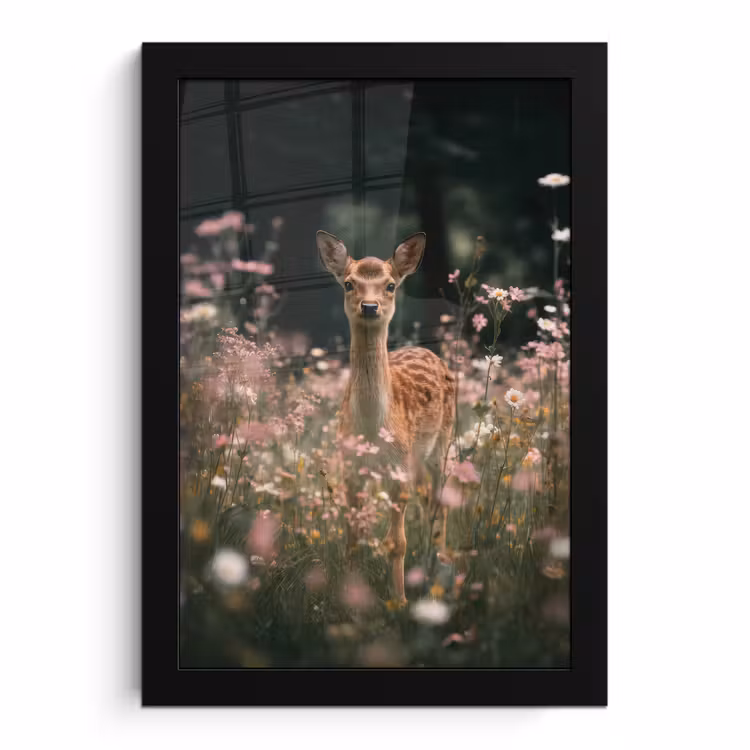 Bilder mit Rahmen - Hirsche - Wildblumen - Wald — 1