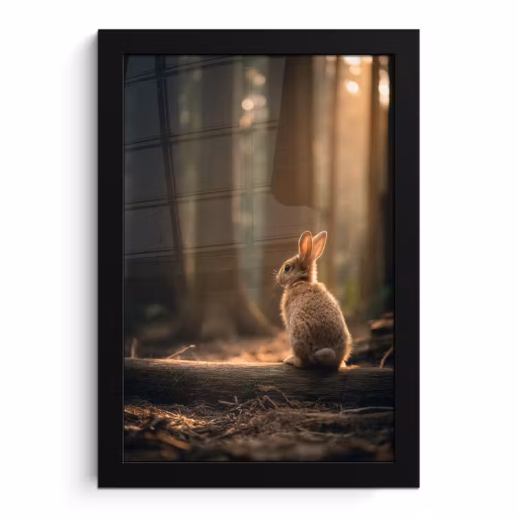 Bilder mit Rahmen - Kaninchen - Wald - Sonnenstrahlen — 1