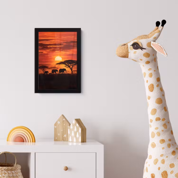 Bilder mit Rahmen - Savanne - Elefanten - Sonnenuntergang — 5