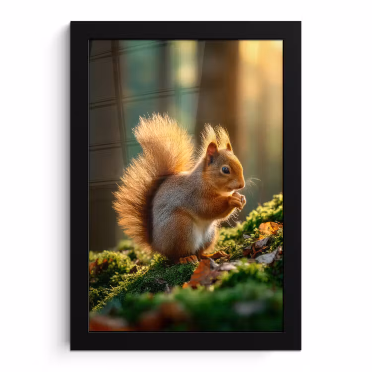 Bilder mit Rahmen - Eichhörnchen - Nuss - Gras — 1