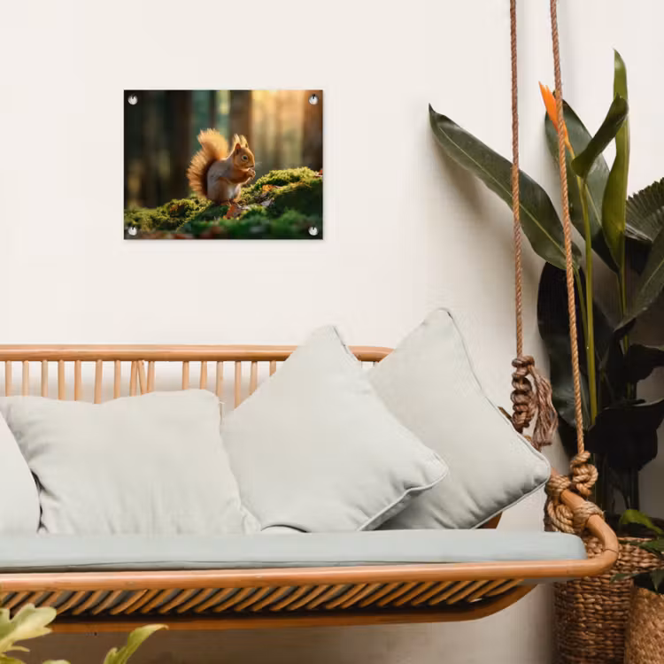 Gartenposter - Eichhörnchen - Nuss - Gras — 4