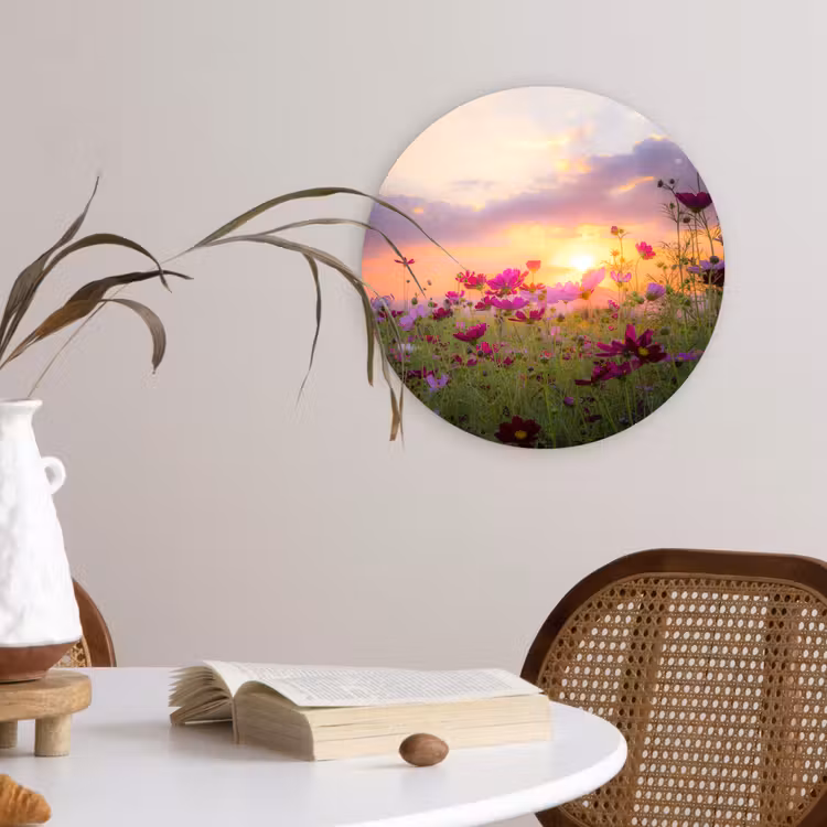 Forexbild Rund - Blumen - Rosa - Sonnenuntergang - Natur - Wiese - Horizont — 4