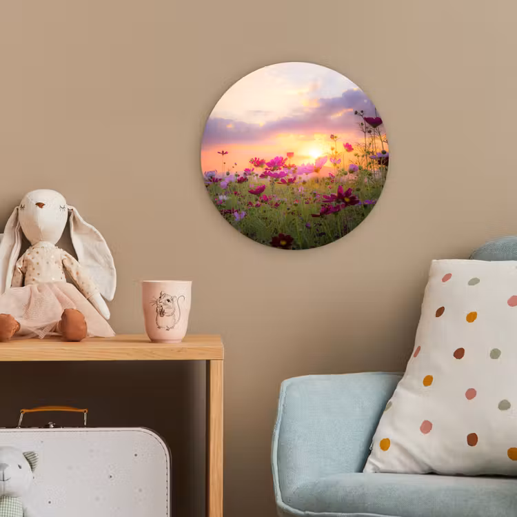 Forexbild Rund - Blumen - Rosa - Sonnenuntergang - Natur - Wiese - Horizont — 5