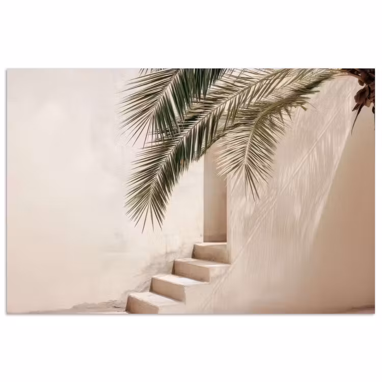 Poster - Palme - Schatten - Treppe - Beige — 1