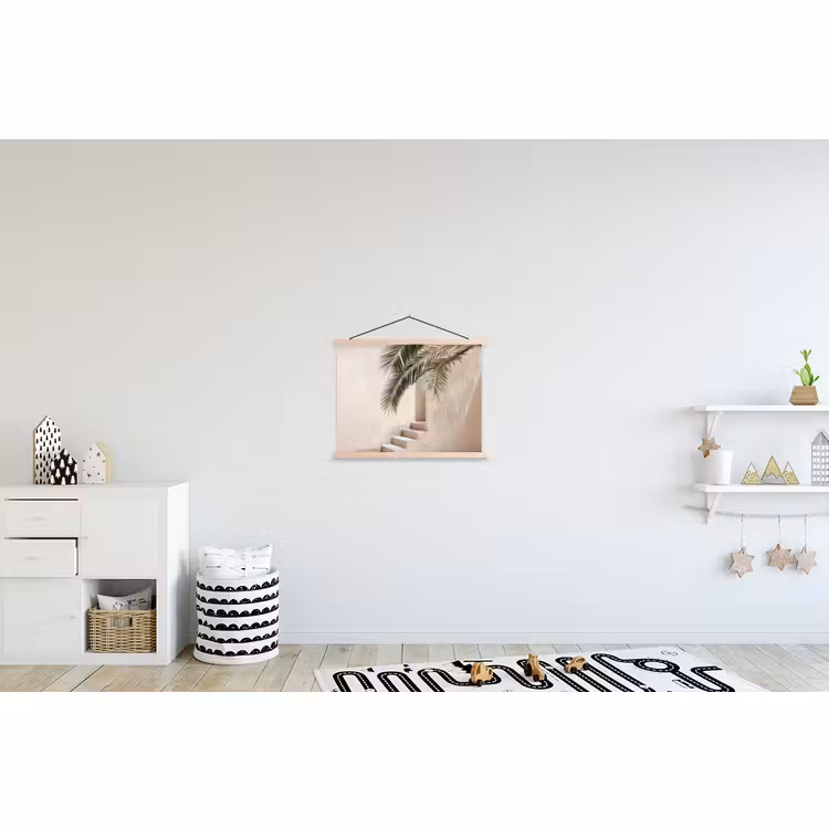 Stoffbild - Palme - Schatten - Treppe - Beige — 2