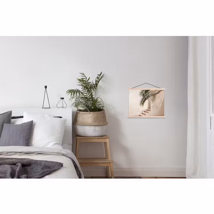 Stoffbild - Palme - Schatten - Treppe - Beige — 3