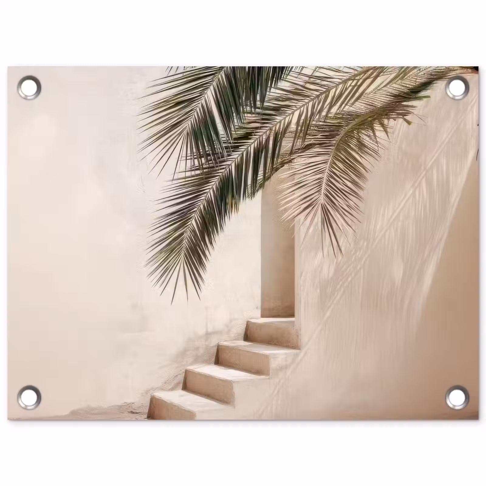 Gartenposter - Palme - Schatten - Treppe - Beige — 1