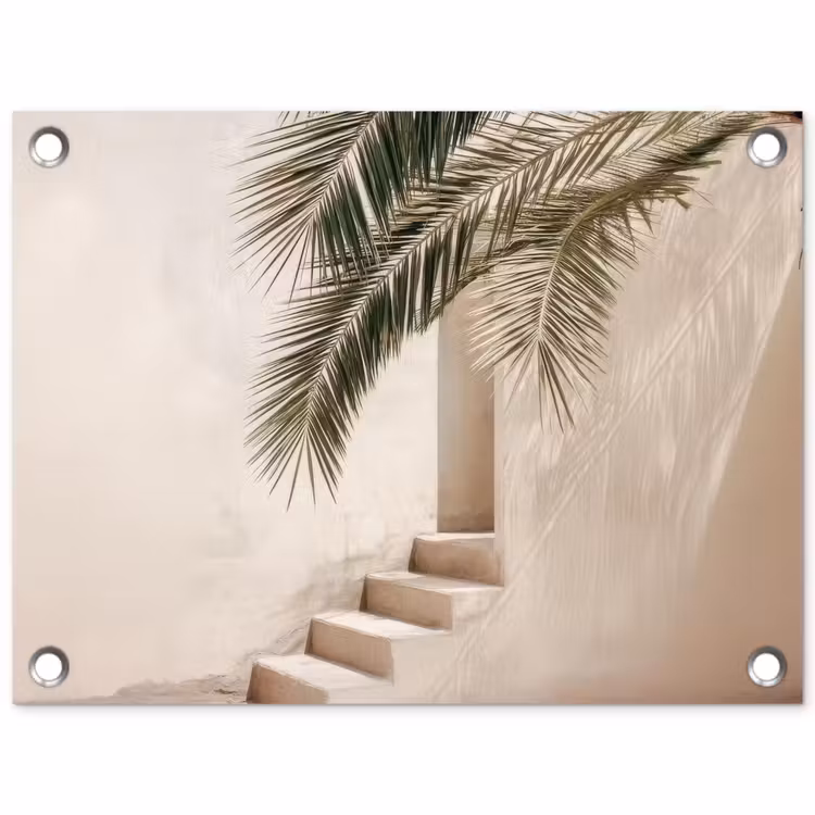 Gartenposter - Palme - Schatten - Treppe - Beige — 1