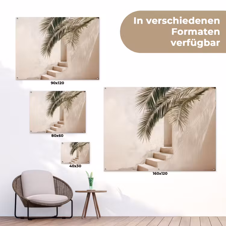 Gartenposter - Palme - Schatten - Treppe - Beige — 6