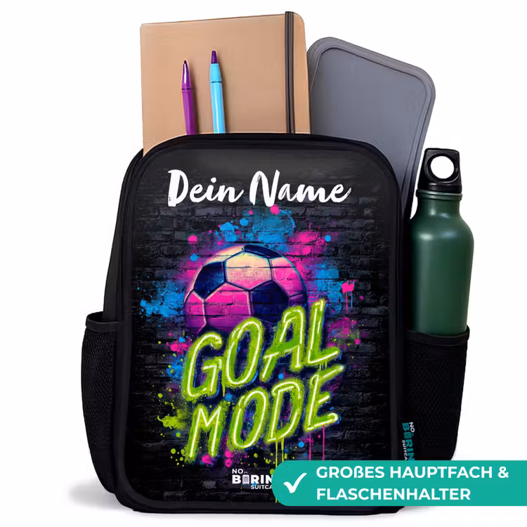 Kinderrucksack mit Namen - Schwarz - Neon - Graffiti - Fußball - Farbenfroh — 10