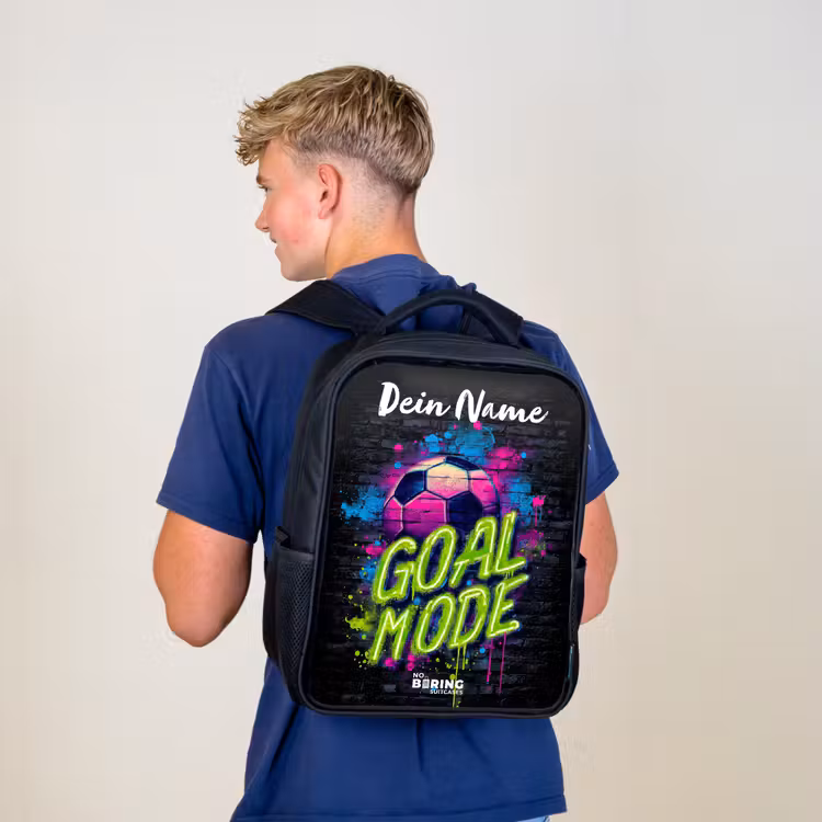 Kinderrucksack mit Namen - Schwarz - Neon - Graffiti - Fußball - Farbenfroh — 5