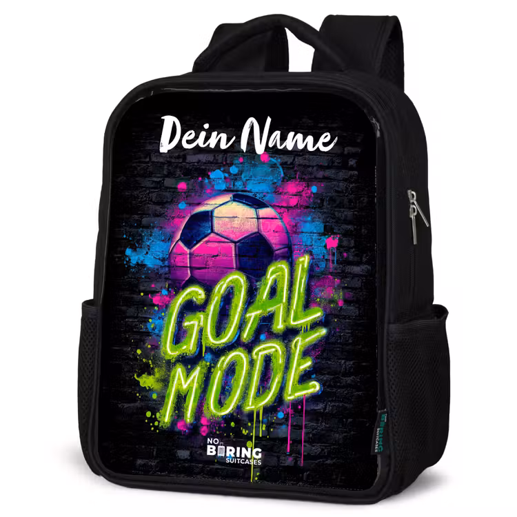 Kinderrucksack mit Namen - Schwarz - Neon - Graffiti - Fußball - Farbenfroh — 6