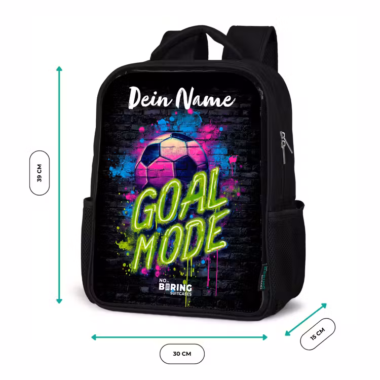 Kinderrucksack mit Namen - Schwarz - Neon - Graffiti - Fußball - Farbenfroh — 8