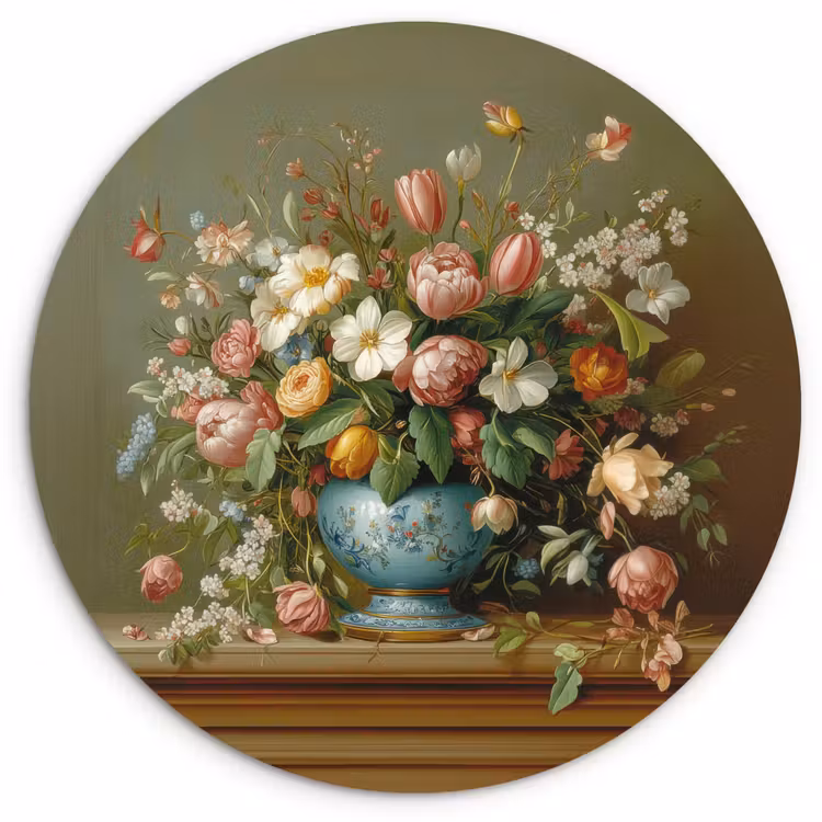 Forexbild Rund - Vase - Pastell - Farben - Blumen — 1