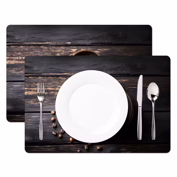 Tischset - 6 Stück - Tasse - Kaffee - Holz - Bohnen — 2