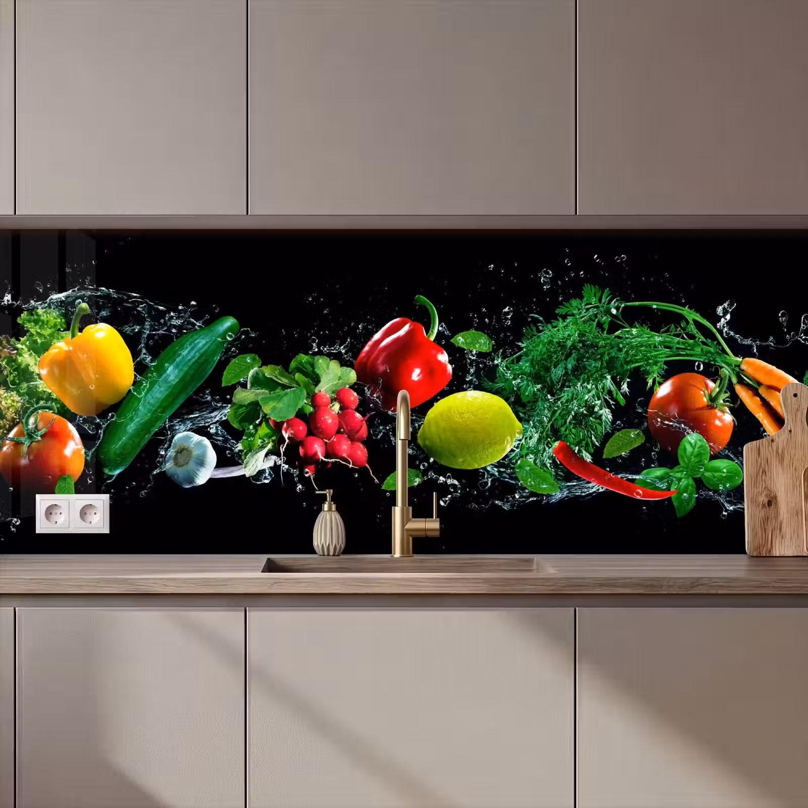 Küchenrückwand - Gemüse - Splash - Schwarz — 1
