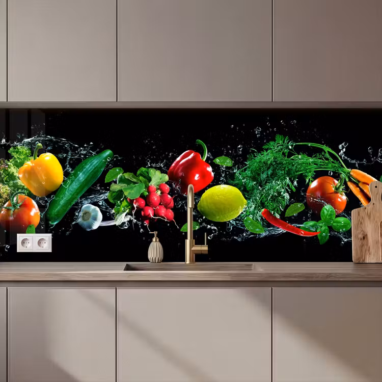 Küchenrückwand - Gemüse - Splash - Schwarz — 1