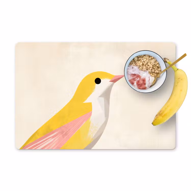 Tischset - 6 Stück - Vogel - Minimalistisch - Gelb — 1