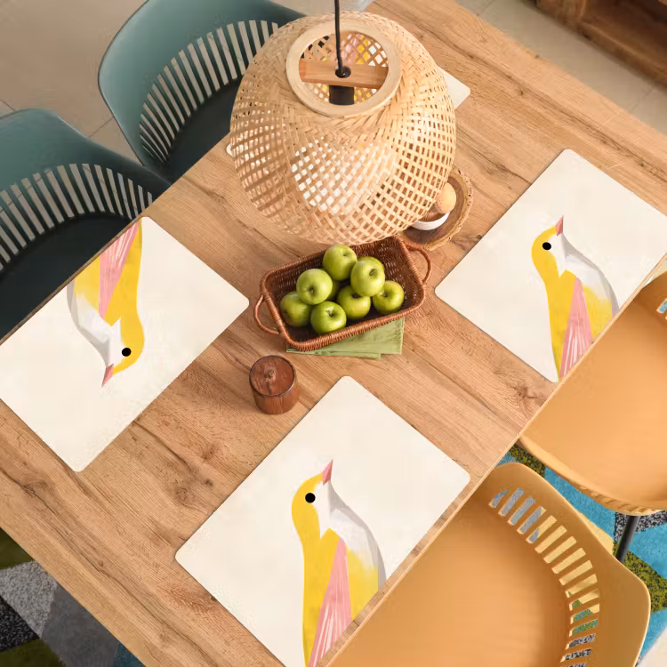 Tischset - 6 Stück - Vogel - Minimalistisch - Gelb — 5