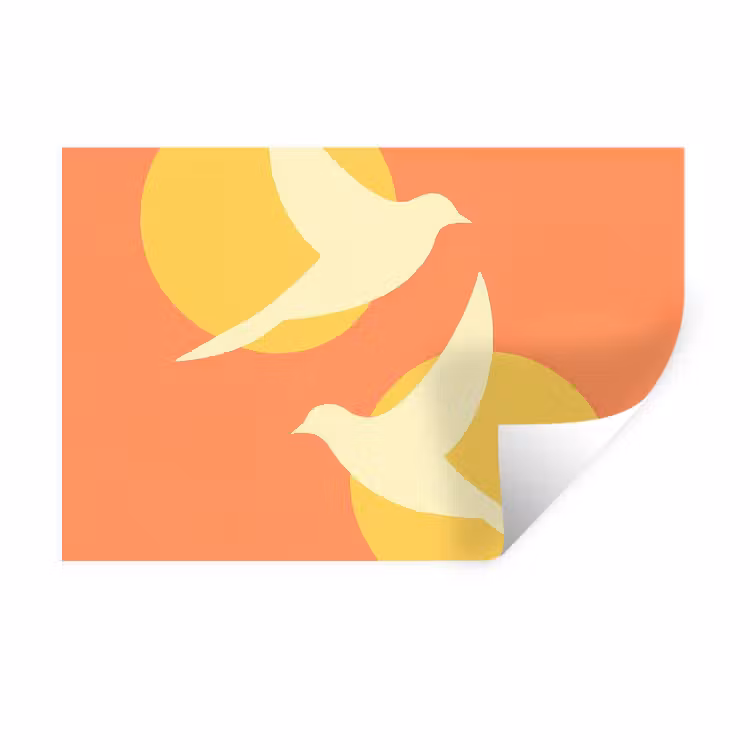 Wandtattoo – Vögel - Kreise - Gelb — 1