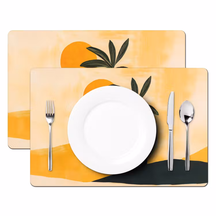 Tischset - 6 Stück - Illustration - Palme - Sonne - Hügel — 2