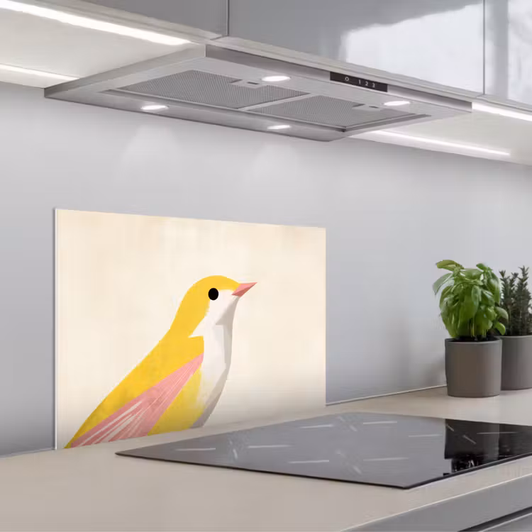 Spritzschutz Küche - Vogel - Minimalistisch - Gelb — 1