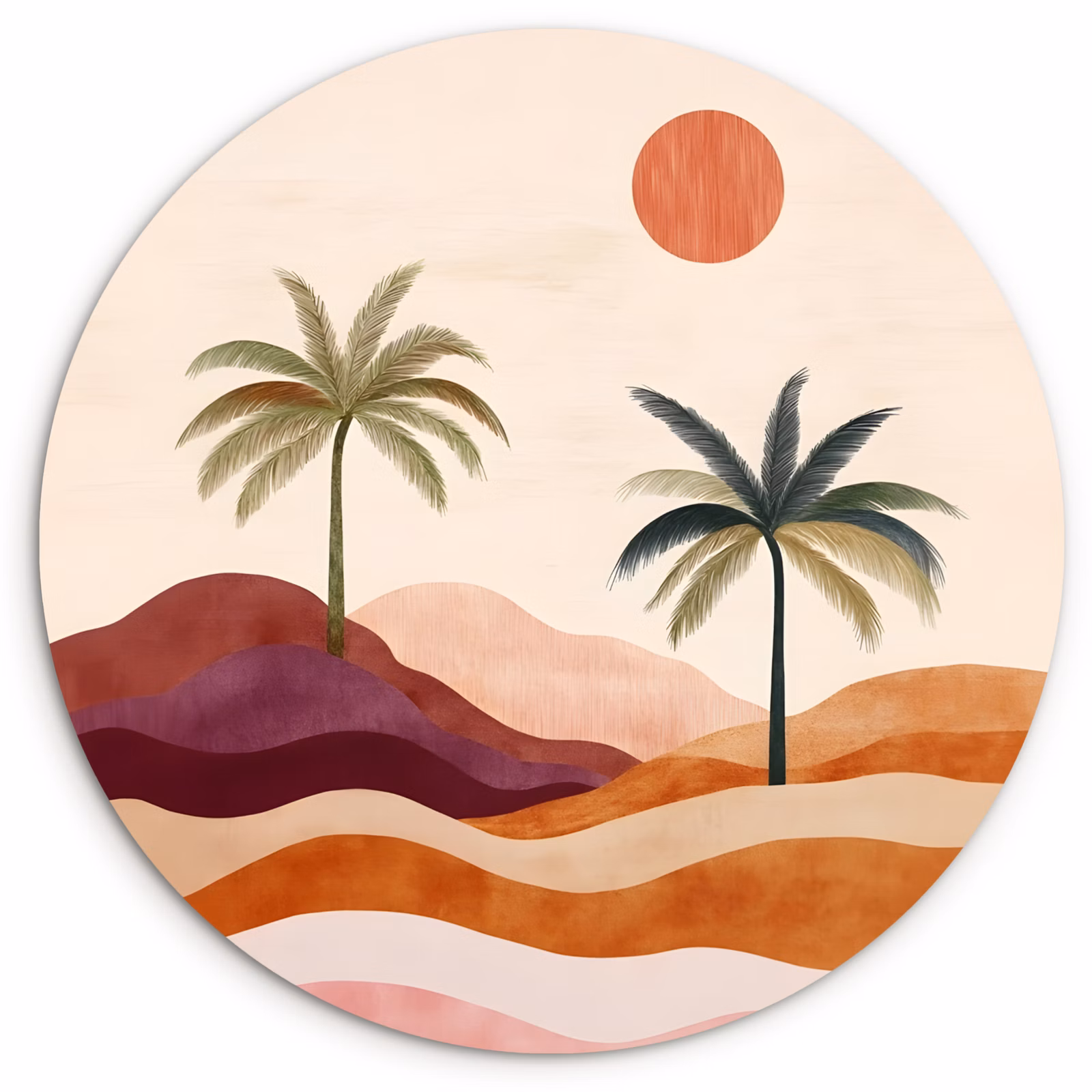 Forexbild Rund - Palmen - Abstrakt - Sonne - Hügel — 1
