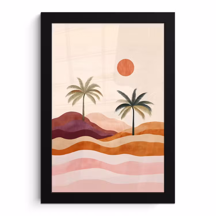 Bilder mit Rahmen - Palmen - Abstrakt - Sonne - Hügel — 1
