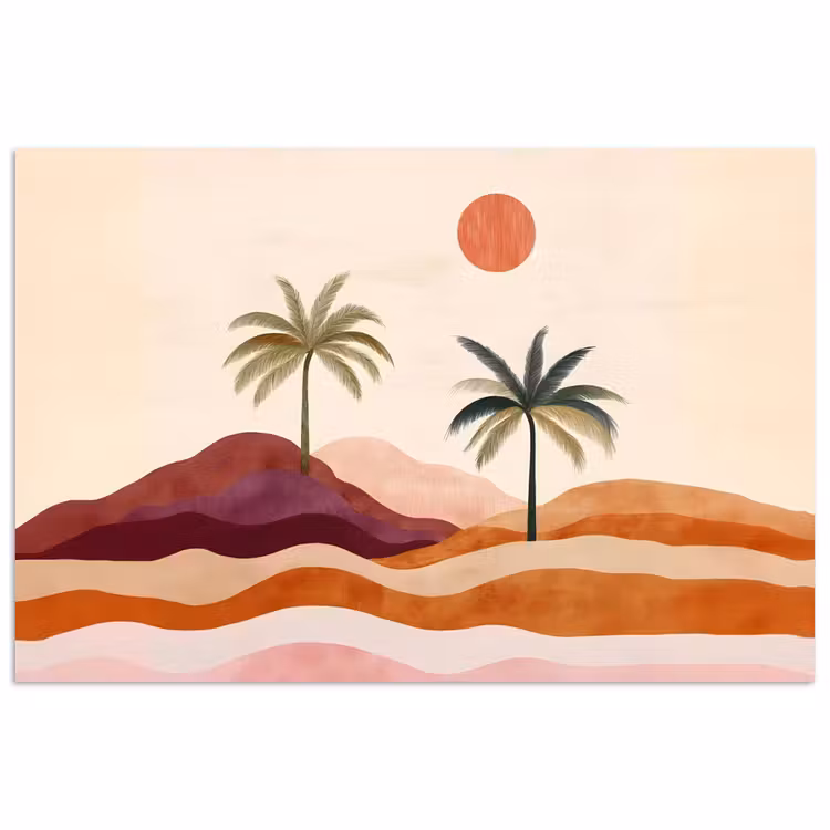 Poster - Palmen - Abstrakt - Sonne - Hügel — 1