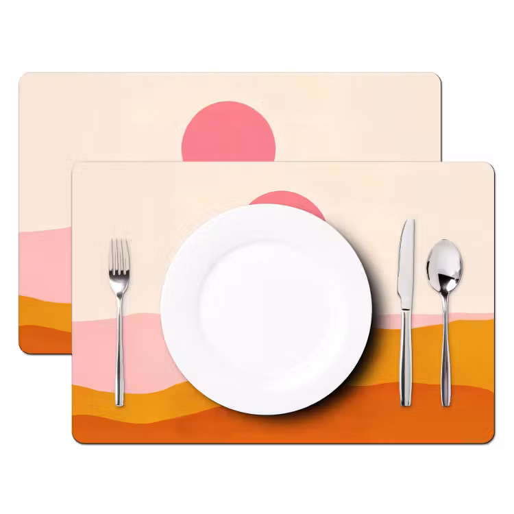 Tischset - 6 Stück - Sonne - Hügel - Abstrakt - Rosa — 2