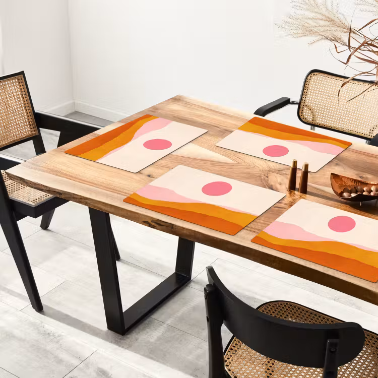 Tischset - 6 Stück - Sonne - Hügel - Abstrakt - Rosa — 3