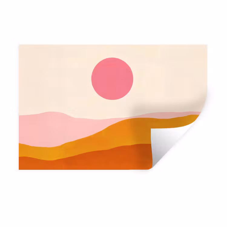 Wandtattoo – Sonne - Hügel - Abstrakt - Rosa — 1