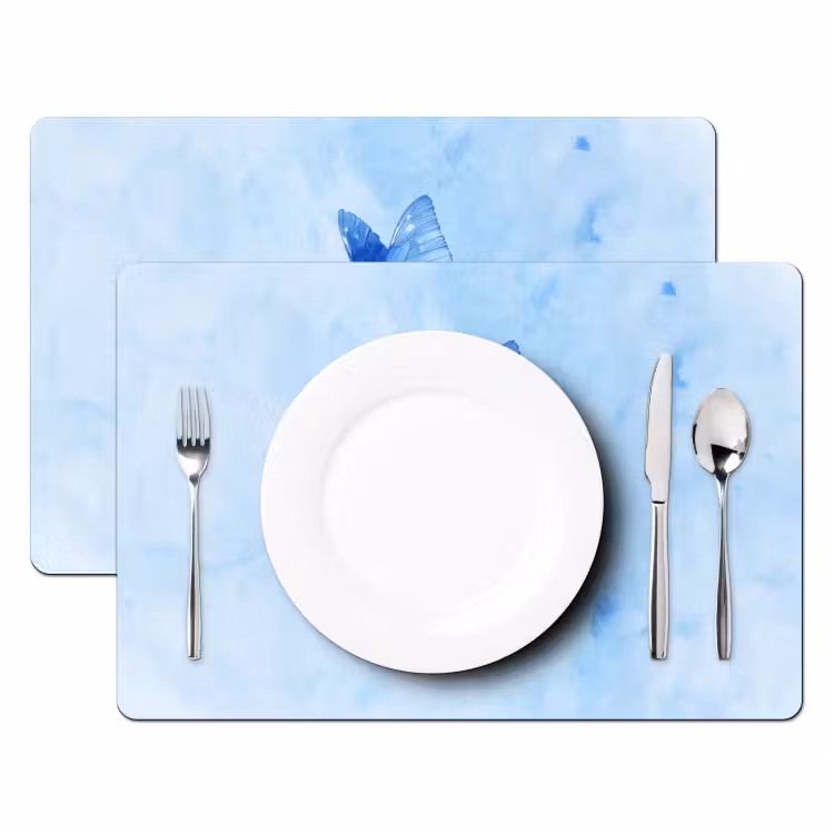 Tischset - 6 Stück - Schmetterlinge - Ornamental - Blau — 2