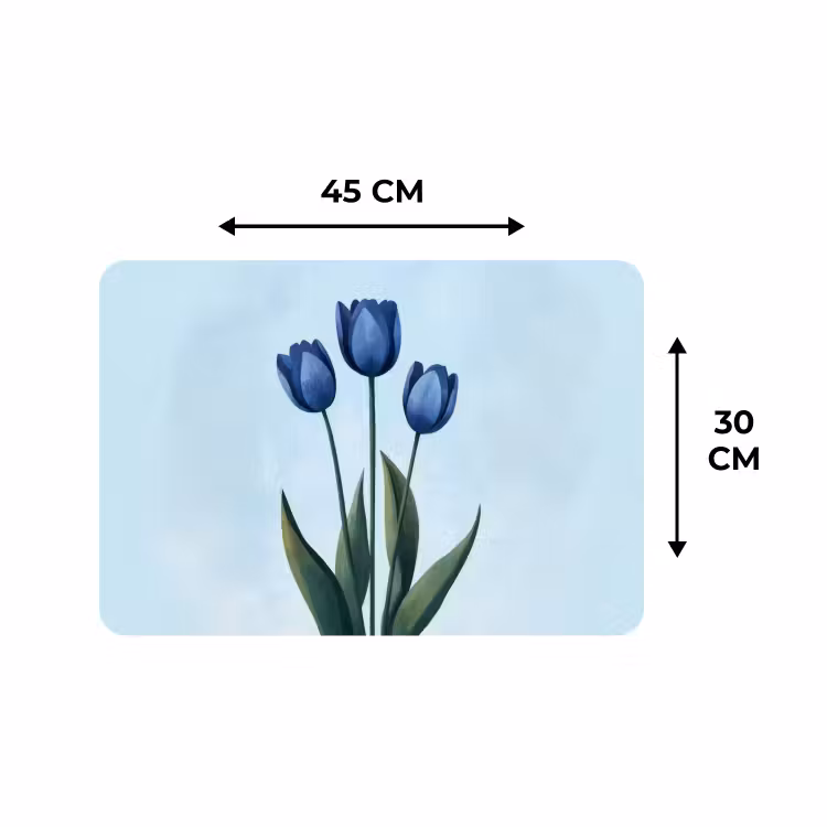 Tischset - 6 Stück - Tulpen - Blau - Blätter — 3