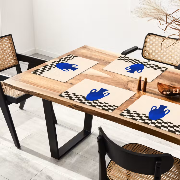 Tischset - 6 Stück - Vase - Blau - Blockiert - Modern — 4