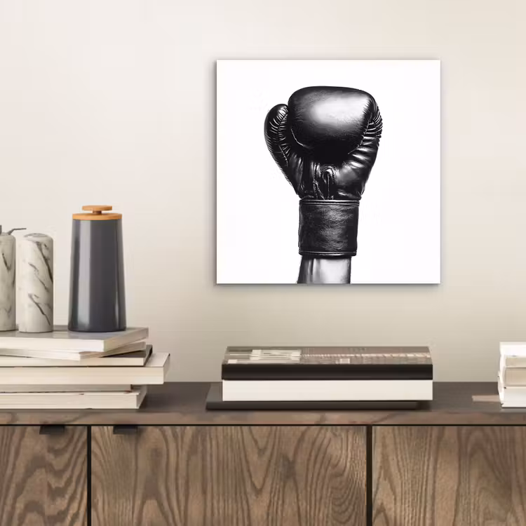 Alu-Dibond-Bild - Boxhandschuh - Schwarz - Hand — 2