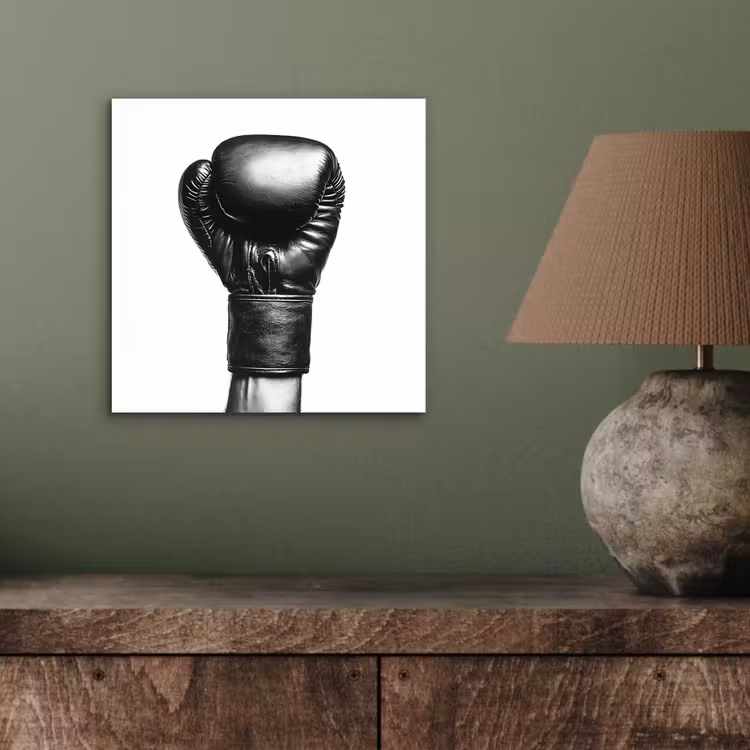 Alu-Dibond-Bild - Boxhandschuh - Schwarz - Hand — 3