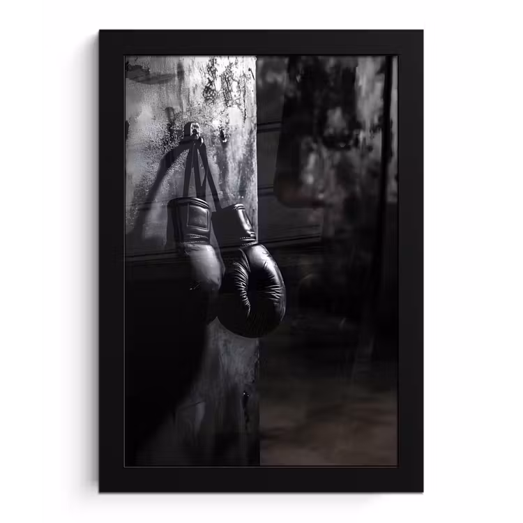 Bilder mit Rahmen - Boxhandschuhe - Wand - Dunkel - Schwarz — 1